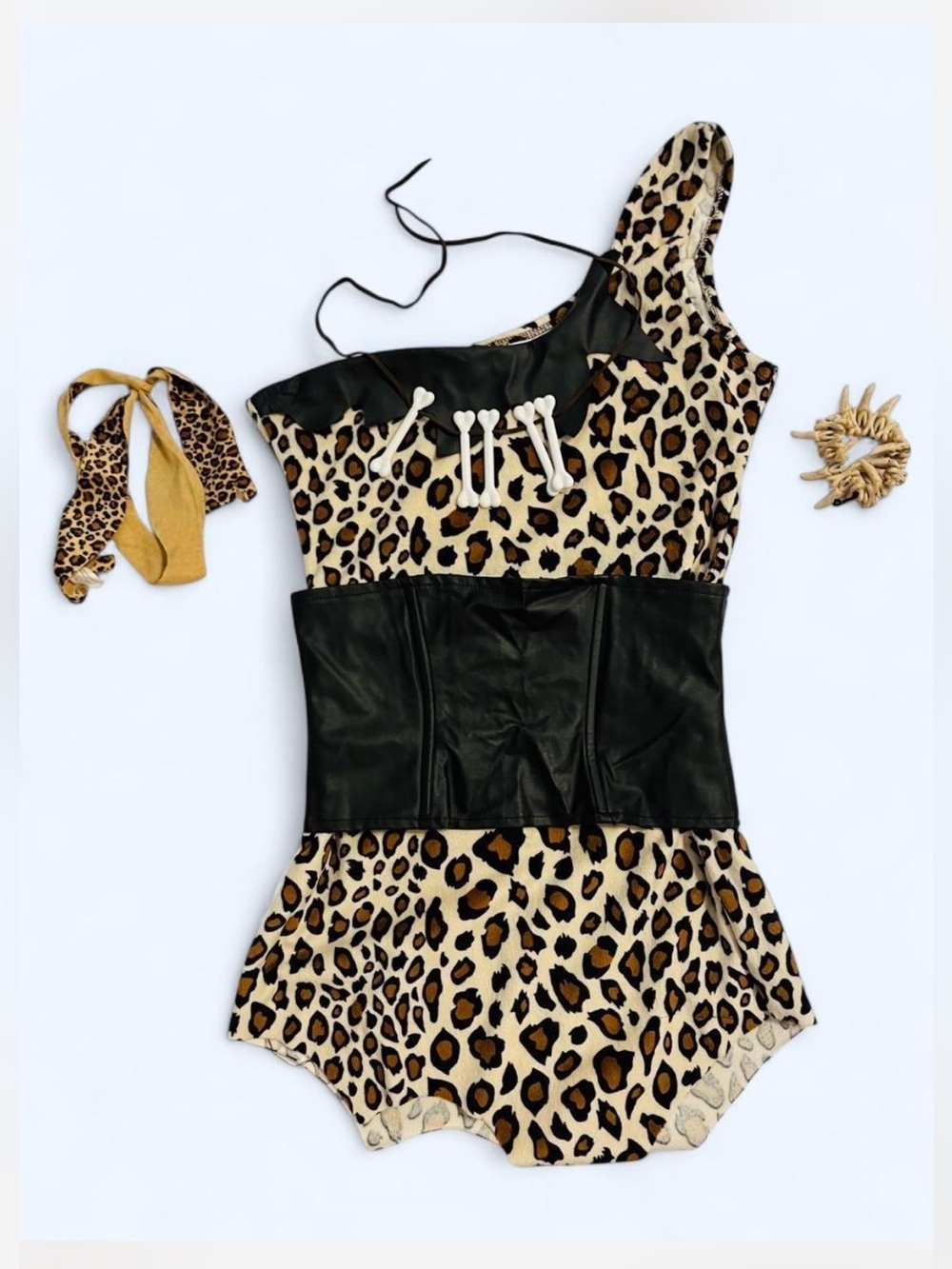Halloween - Jane of the Jungle One-Shoulder Animal Print Asymmetrical Dress